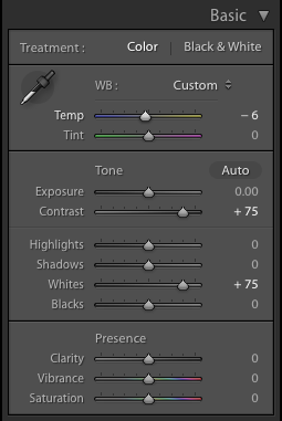 Adjustment on the resulting image in LightRoom